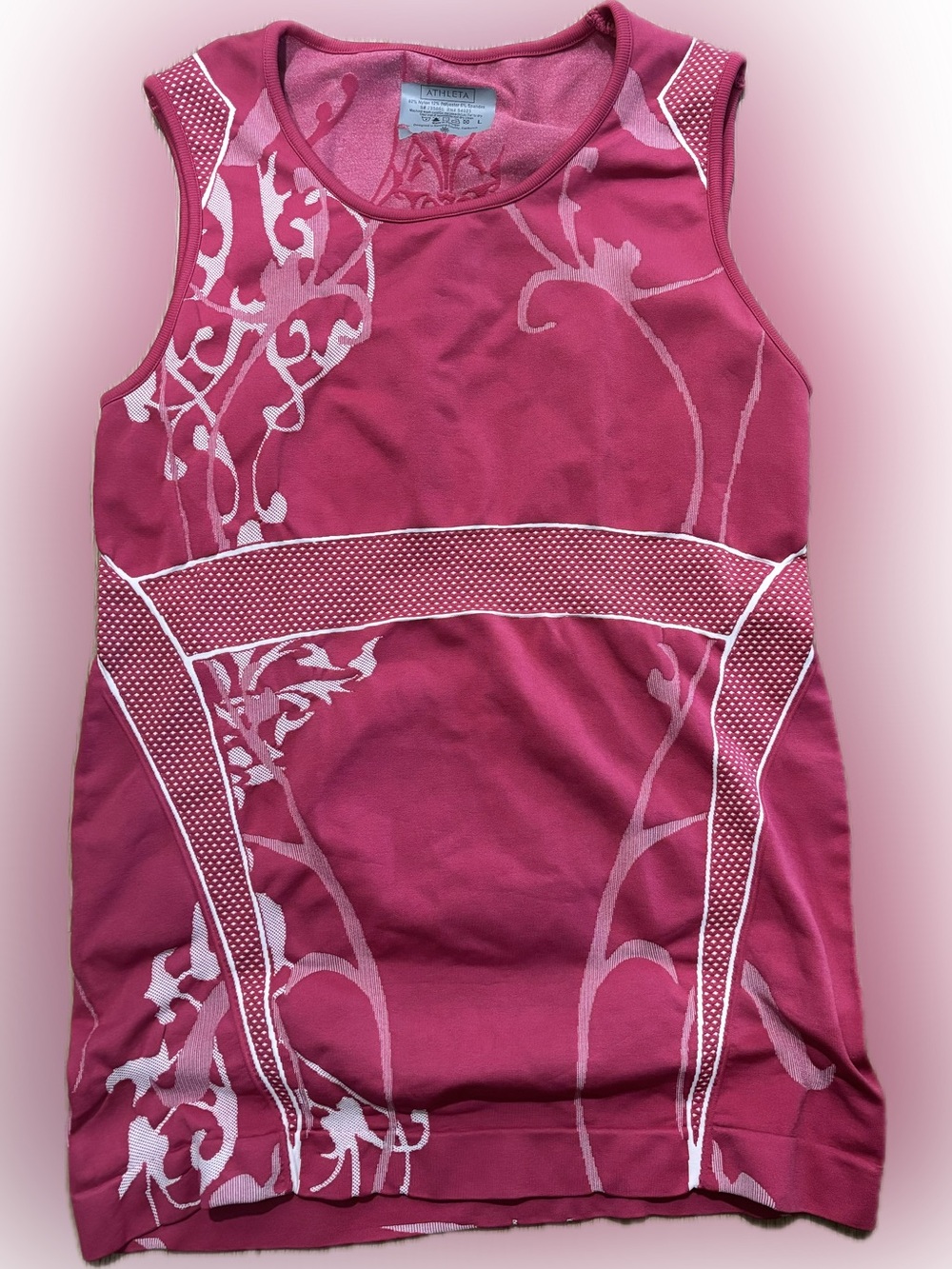 Athleta Fuchsia Pink Floral-Print Performance Tank